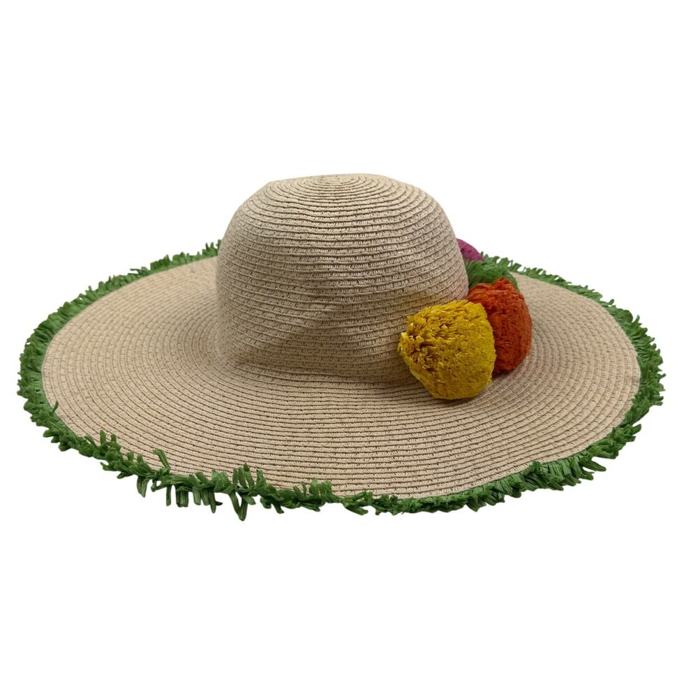 Magid Hats Straw/Paper Textured Flower Embellished Pool Beach Resort Sun Hat O/S - Picture 4 of 8